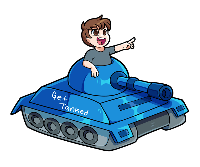 The TankWeb mascot — a cartoon character riding a small blue tank
