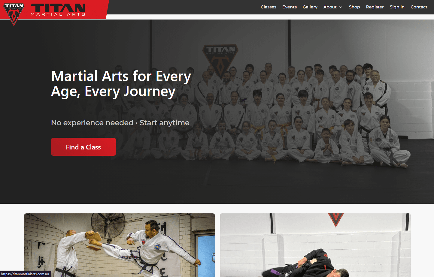 Screenshot of Titan Martial Arts